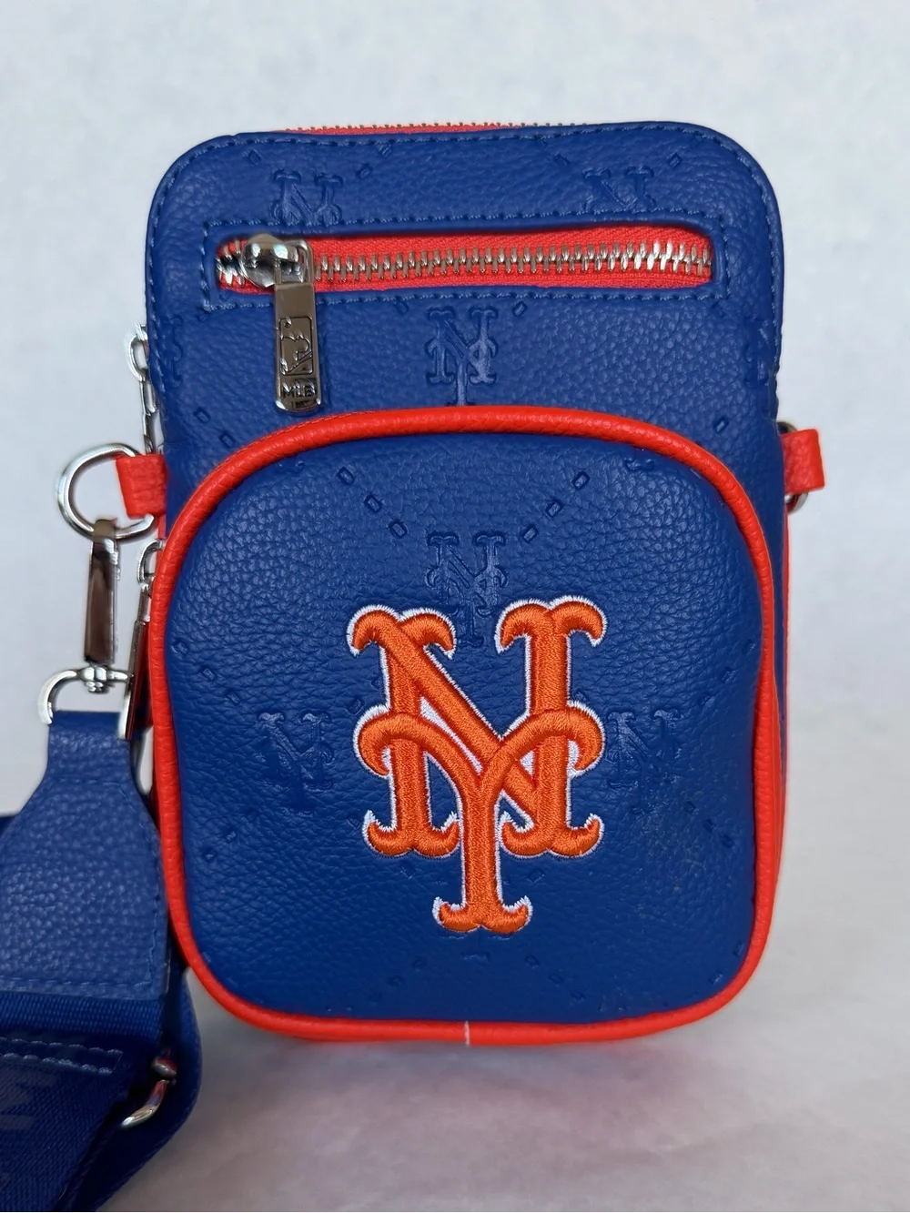 New York Mets MLB Montana West Leather Crossbody Bag Blue Orange